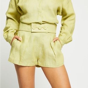 Bondi Born Millicent Linen Belted Shorts S in Sorbet